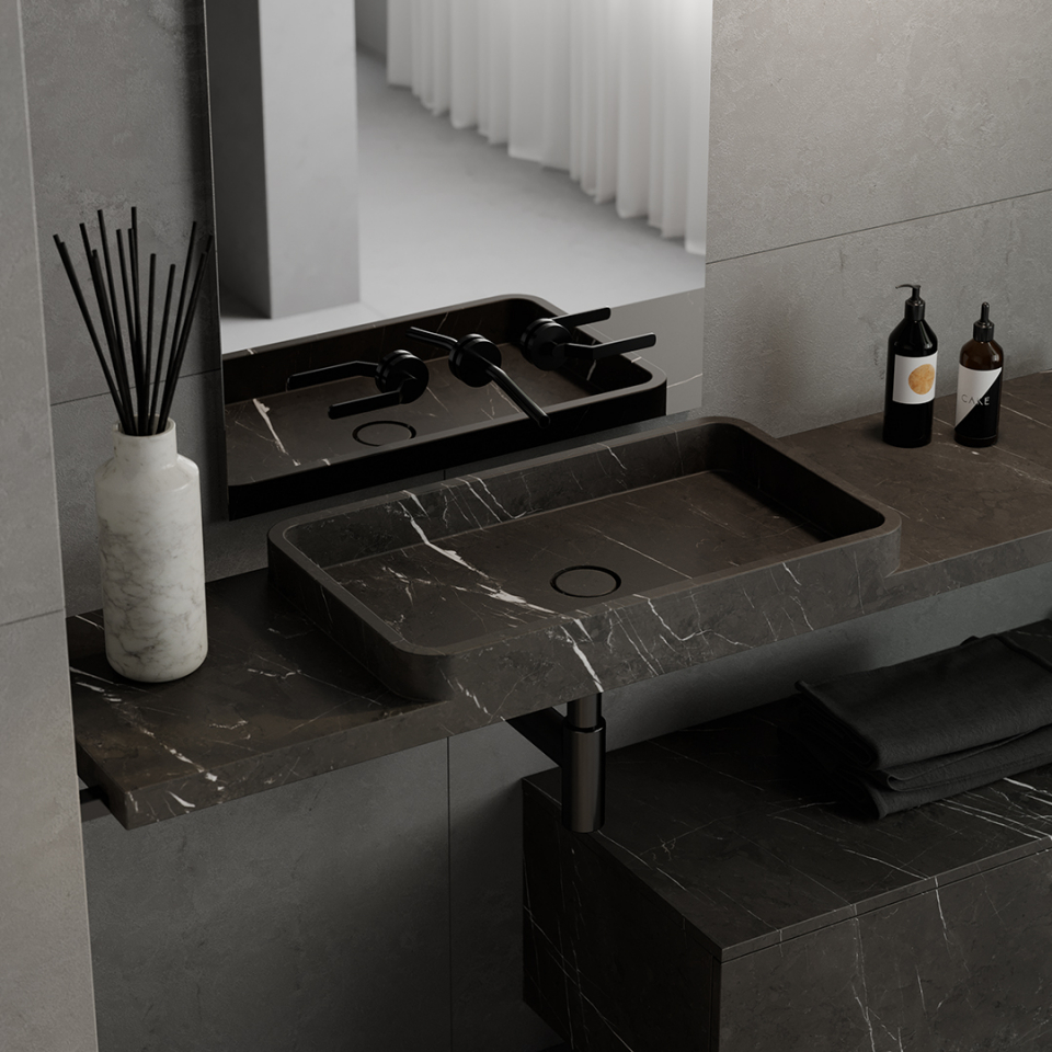 TUAMOTU GREY KENDZO SINGLE WASHBASIN image 1 | Marble Washbasins | MAAMI HOME 
