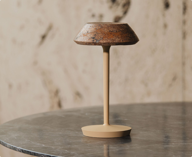 mini FIORE BEIGE a marble table lamp made from natual stone | Maami Home