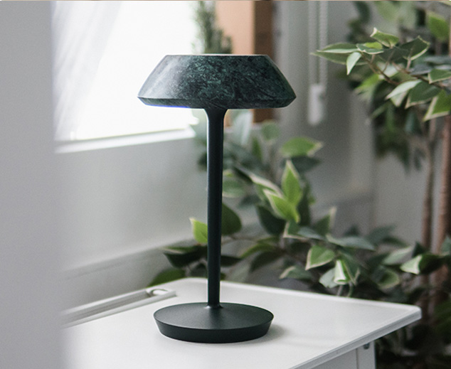 mini FIORE GREEN a marble table lamp made from natual stone | Maami Home