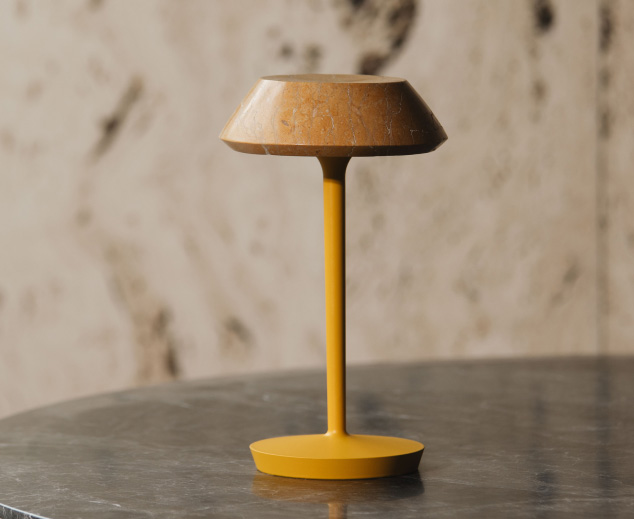  mini FIORE YELLOW a marble table lamp made from natual stone | Maami Home