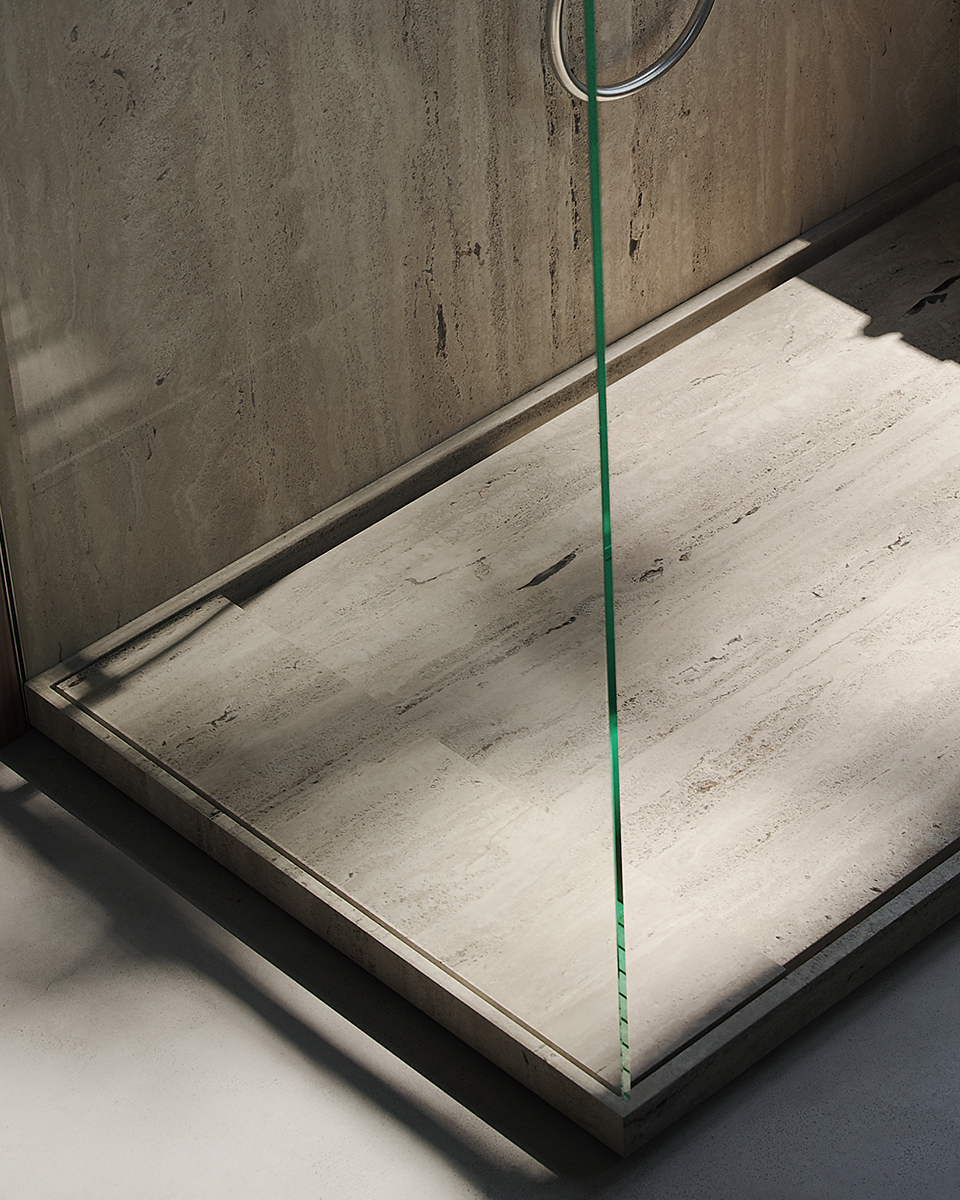 ESSAOUIRA TRAVERTINE RAISED image 1 | Marble Base de Duche | MAAMI HOME 