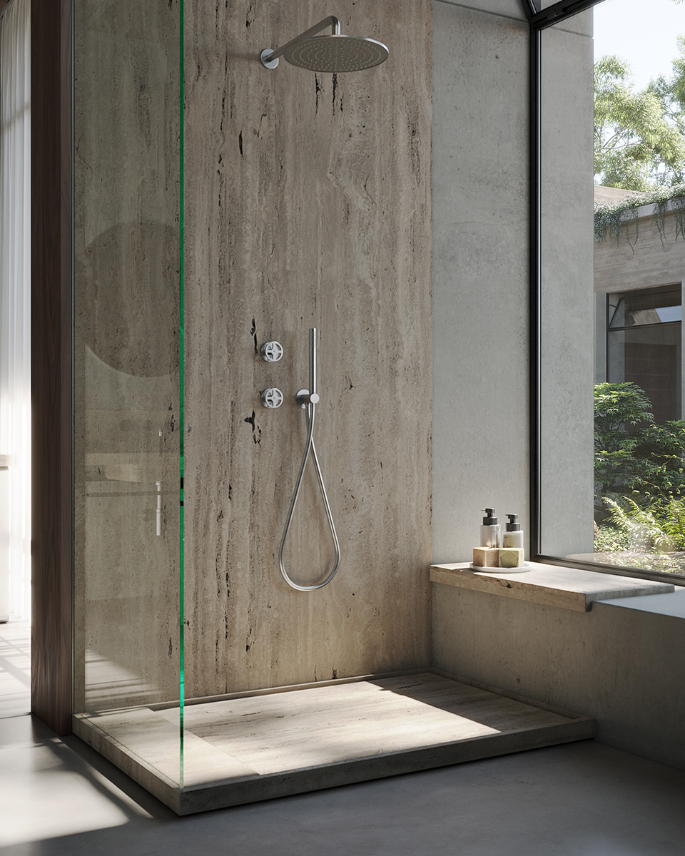 ESSAOUIRA TRAVERTINE RAISED image 3 | Marble Base de Duche | MAAMI HOME 