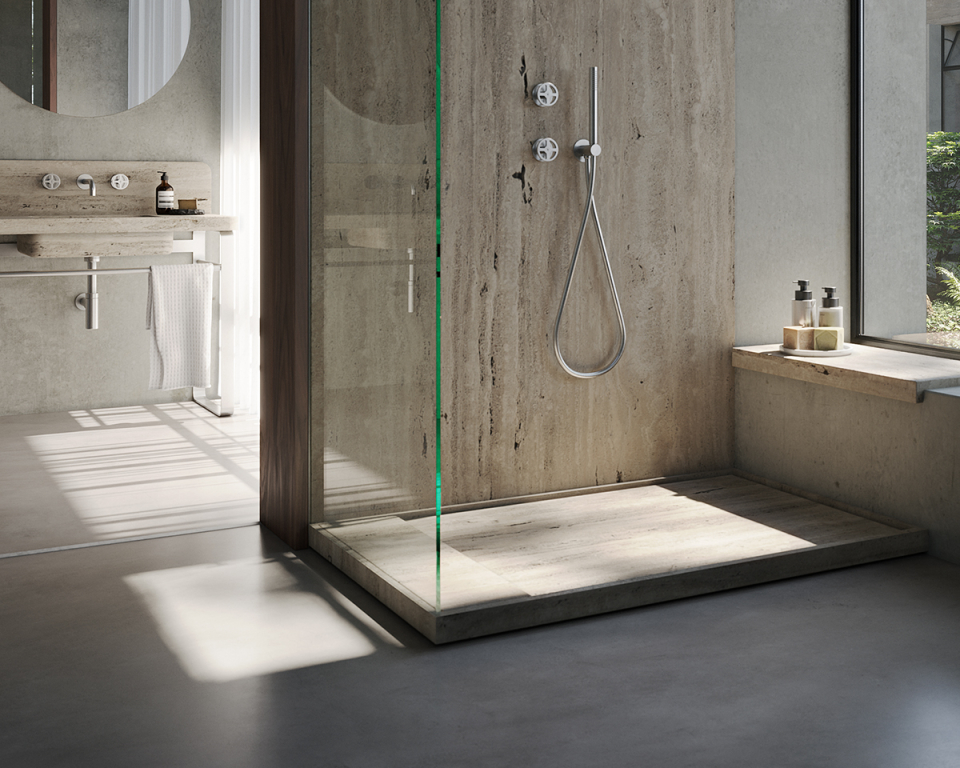 ESSAOUIRA TRAVERTINE RAISED image 2 | Marble Base de Duche | MAAMI HOME 