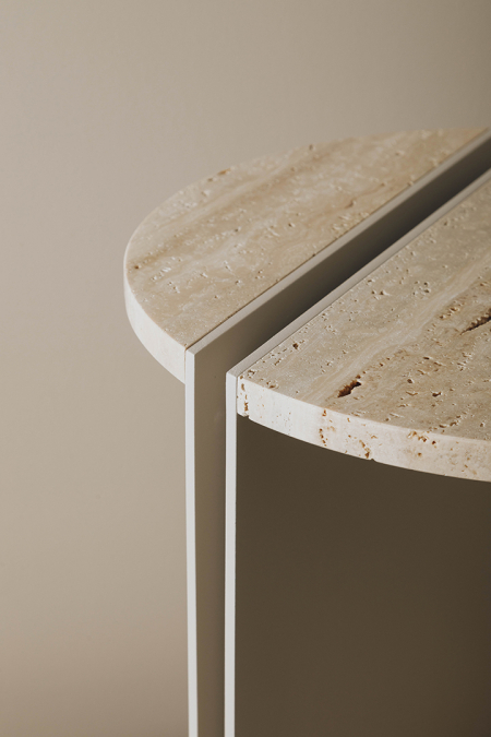 HALF TRAVERTINE | Marble Side Tables | MAAMI HOME