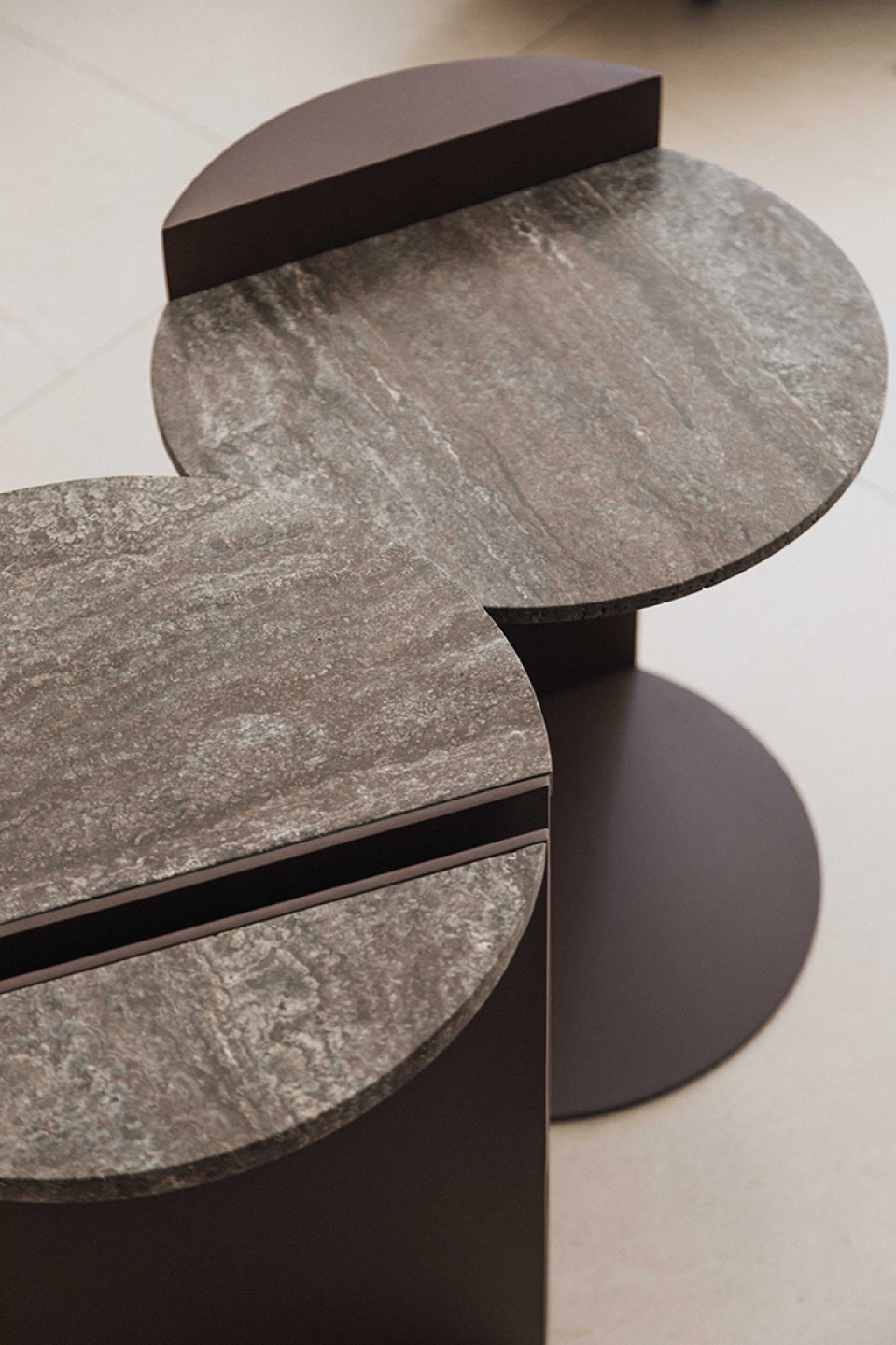 LINEA BLACK TRAVERTINE image 4 | Marble Side Tables | MAAMI HOME 