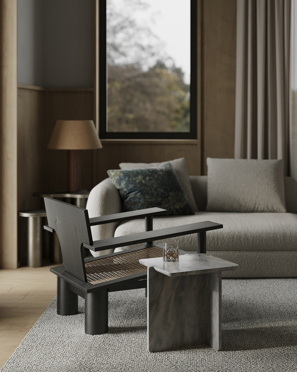 Notch Square Side Table image 0 | Marble Mesas de Apoio | MAAMI HOME 
