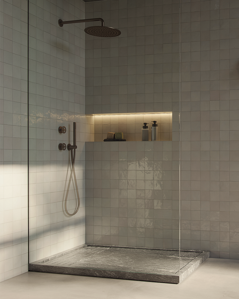 OLUDENIZ GRIS DOURO RAISED image 0 | Marble Shower Trays | MAAMI HOME 