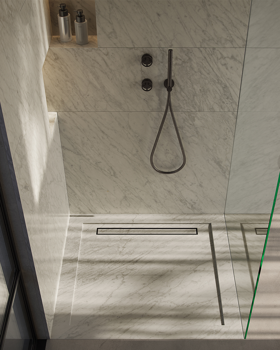 QURUM CARRARA FLUSH image 1 | Marble Base de Duche | MAAMI HOME 