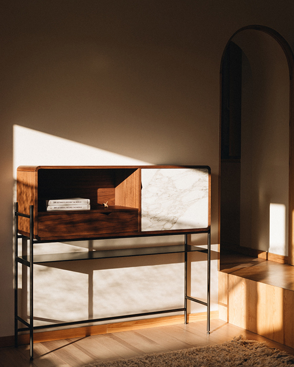 Rich S, elegant wood marble bookshelf  - MAAMI HOME 