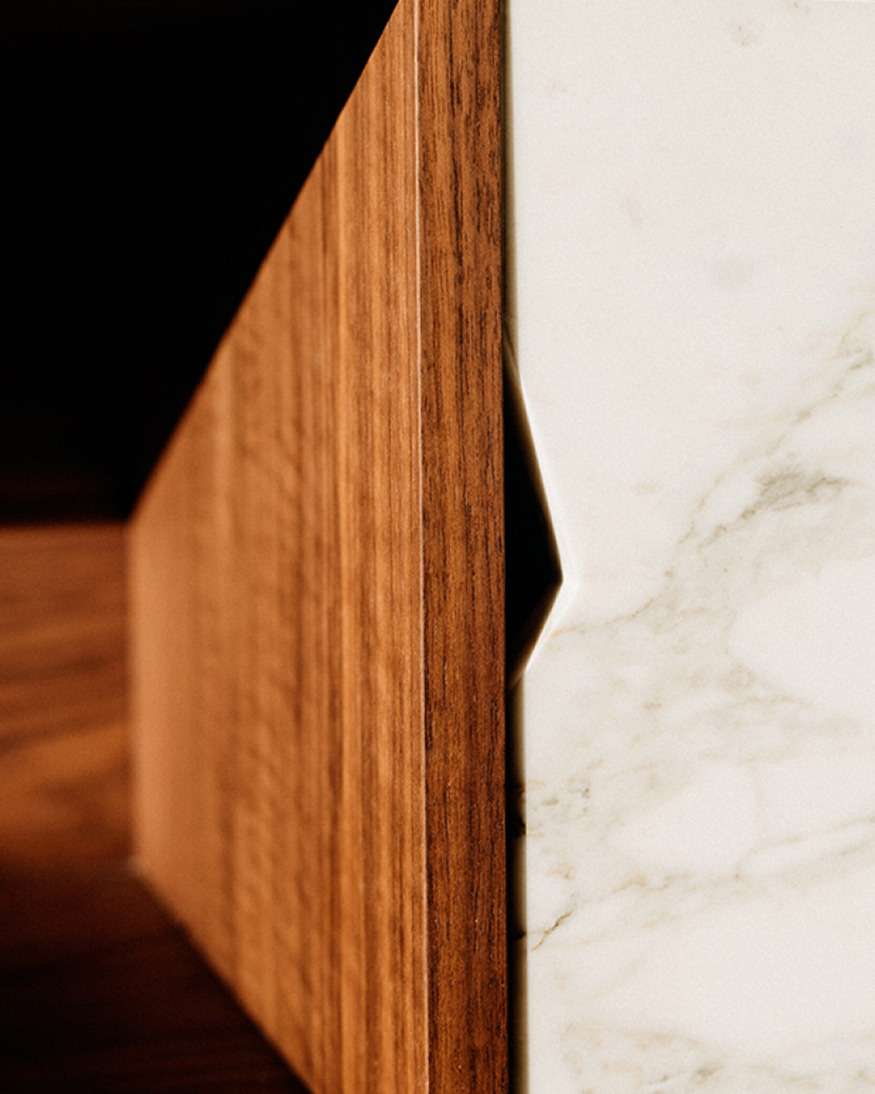 Rich S, Italian marble natural wood designer sideboard - MAAMI HOME 
