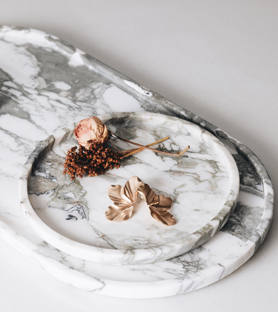ROUND PLATE ARABESCATO image 0 | Marble Accessories | MAAMI HOME 
