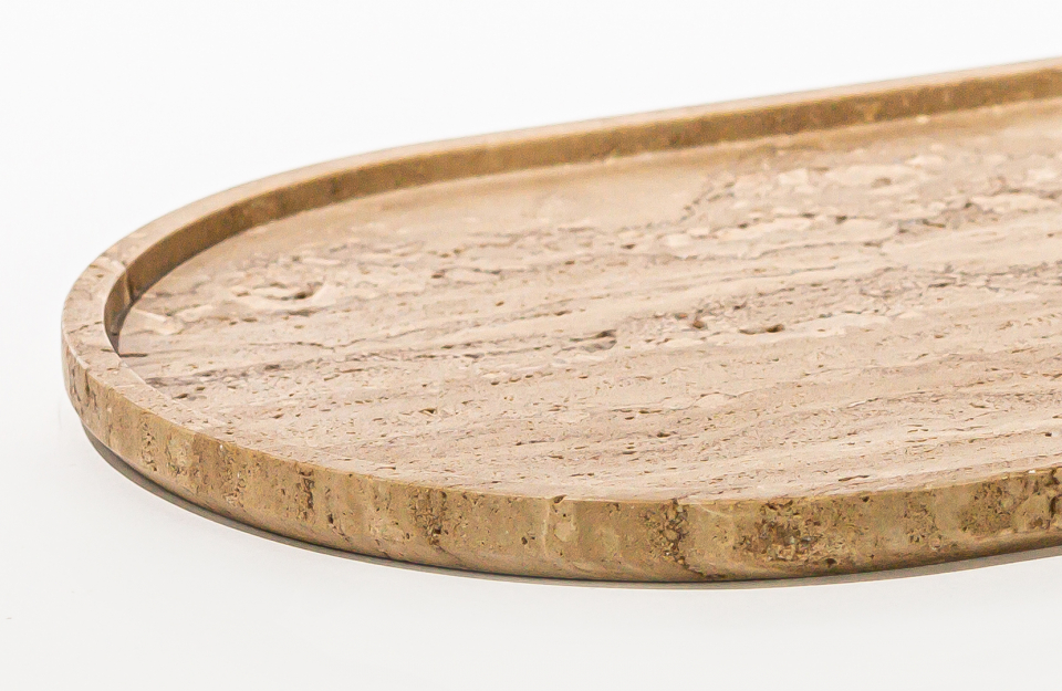 ROUND TRAY TRAVERTINE image 0 | Marble Accessories | MAAMI HOME 