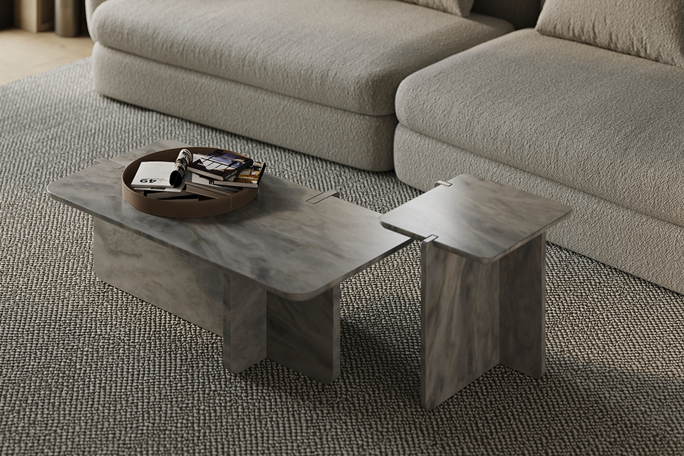 Notch Long Coffee Table image 1 | Marble Mesas de Centro | MAAMI HOME 