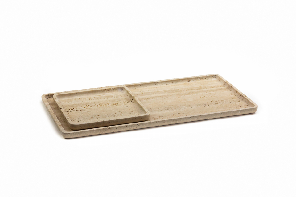 SQUARE TRAY TRAVERTINE image 0 | Marble Accessories | MAAMI HOME 
